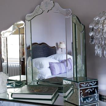 Art Deco dressing table, mirror, mirrored dressing table, glass dressing table